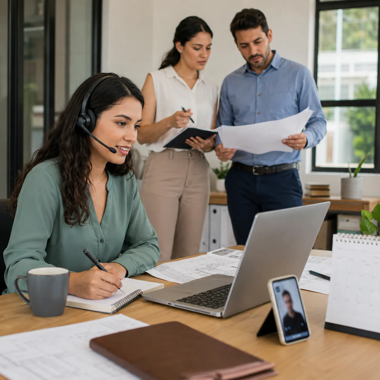 Coordination between office and field team during a job