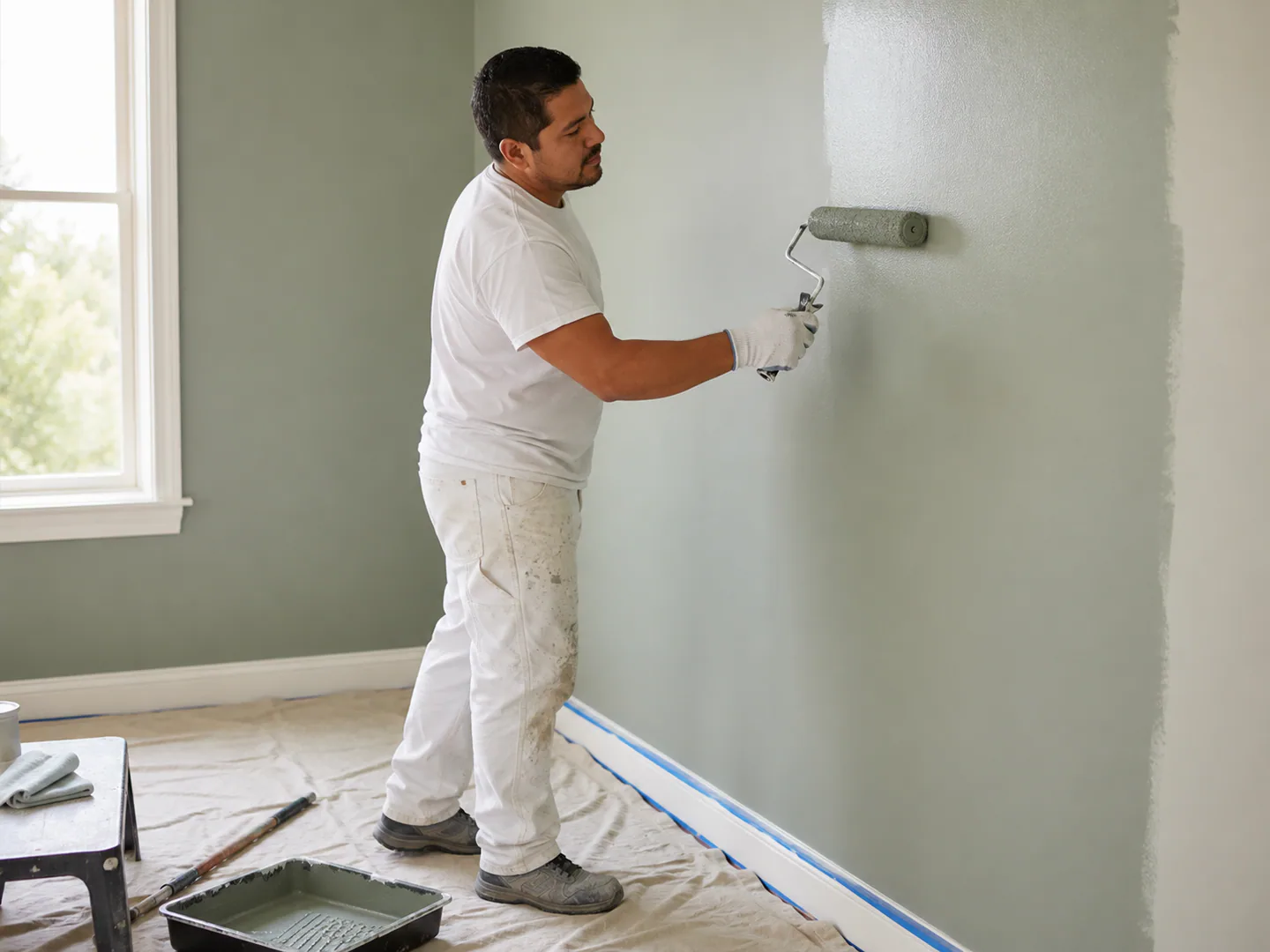 Painting professional working on a residential project